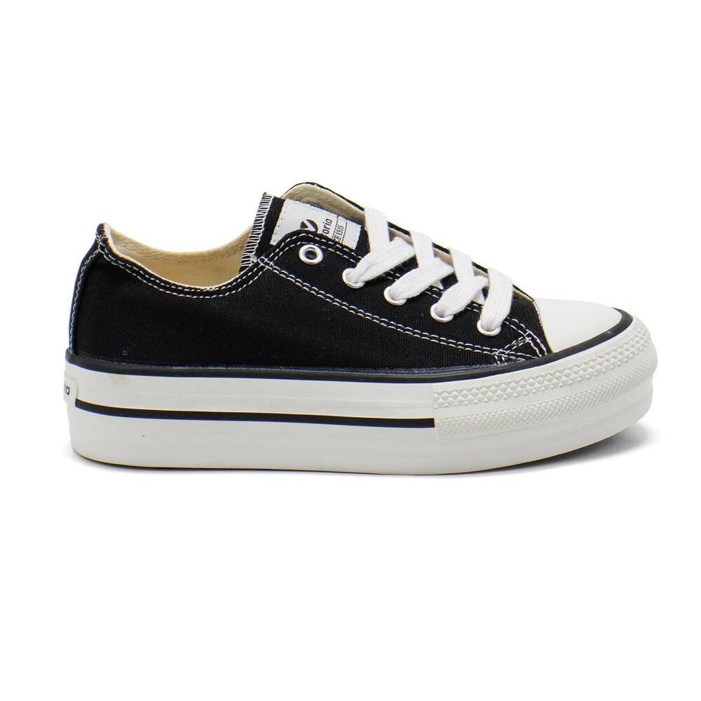 NEW VICTORIA girls' tribu canvas platform trainers shoes in black